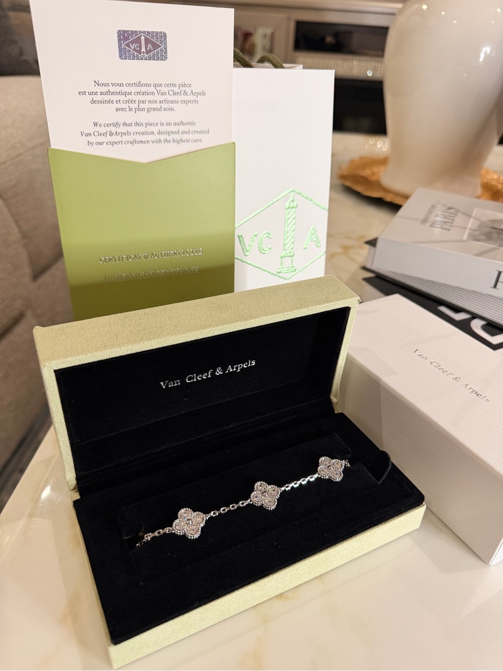 Van Cleef & Arpels Silver Alhambra Clover Bracelet